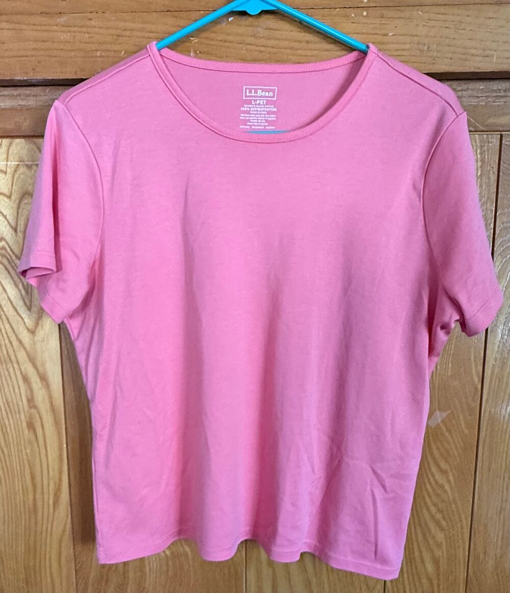 L.L. Bean Coral Orange Supima Cotton Crewneck Tee - Size LP